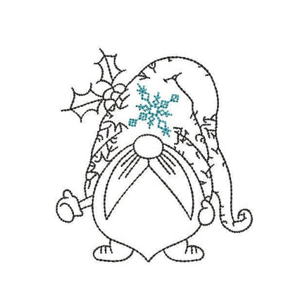 Christmas Snowflake Gnome Machine Embroidery Design, 2 sizes - sproutembroiderydesigns