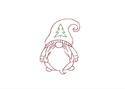Christmas Tree Gnome Machine Embroidery Design, 2 sizes - sproutembroiderydesigns