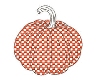 Checkered Gingham Pumpkin Machine Embroidery Design, 2 sizes - sproutembroiderydesigns