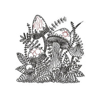 Mushroom Garden Machine Embroidery Design, 2 sizes, Quick Stitch, Mushroom embroidery design - sproutembroiderydesigns