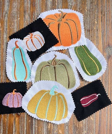 Pumpkin Collection Machine Embroidery Design, 4 designs,  2 sizes, - sproutembroiderydesigns