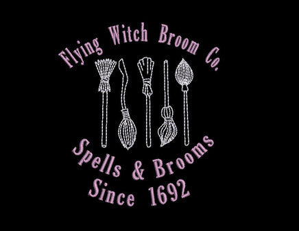 Flying Witch Broom Co. Machine Embroidery Design, 2 sizes - sproutembroiderydesigns