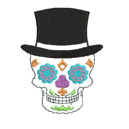 Day of the Dead Skull Machine Embroidery Design, 2 Sizes - sproutembroiderydesigns