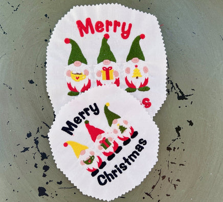 Merry Christmas Gnomes Machine Embroidery Design, 2 sizes - sproutembroiderydesigns