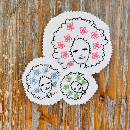 Flower African American Girl Machine Embroidery Design, 3 sizes - sproutembroiderydesigns