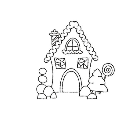 Gingerbread House Machine Embroidery Design, 4x4 hoop, Quick Stitch - sproutembroiderydesigns