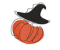 Pumpkin Witch Machine Embroidery Design, 2 Sizes - sproutembroiderydesigns