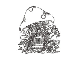 Mushroom House Machine Embroidery Design, 2 sizes - sproutembroiderydesigns