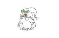 Christmas Holly Gnome Machine Embroidery Design, 2 sizes - sproutembroiderydesigns