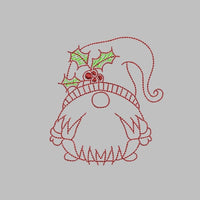 Christmas Holly Gnome Machine Embroidery Design - sproutembroiderydesigns