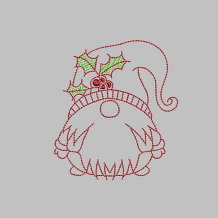 Christmas Holly Gnome Machine Embroidery Design, 2 sizes - sproutembroiderydesigns