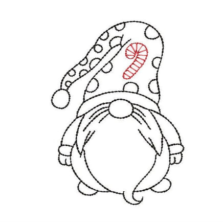 Candy Cane Gnome Machine Embroidery Design, 2 sizes - sproutembroiderydesigns