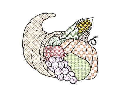 Thanksgiving Cornucopia Machine Embroidery Design, 2 Sizes - sproutembroiderydesigns