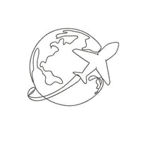 World Travel Globe Outline Machine Embroidery Design - sproutembroiderydesigns