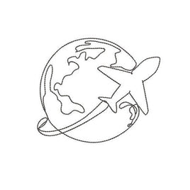 World Travel Globe Outline Machine Embroidery Design - sproutembroiderydesigns