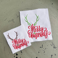 Merry Christmas Antler Christmas Machine Embroidery Design, 2 sizes - sproutembroiderydesigns