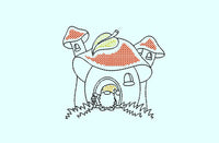 Gnome House Machine Embroidery Design, 2 sizes - sproutembroiderydesigns