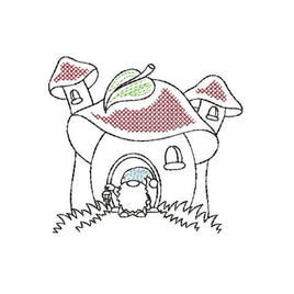 Gnome House Machine Embroidery Design, 2 sizes - sproutembroiderydesigns