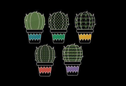 Cactus Collection Embroidery Design, 5 Designs - sproutembroiderydesigns