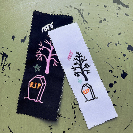 Halloween Graveyard Bookmark Machine Embroidery Design - sproutembroiderydesigns