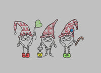 Three Christmas Elves Machine Embroidery Design - sproutembroiderydesigns