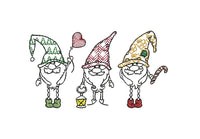 Three Christmas Elves Machine Embroidery Design - sproutembroiderydesigns