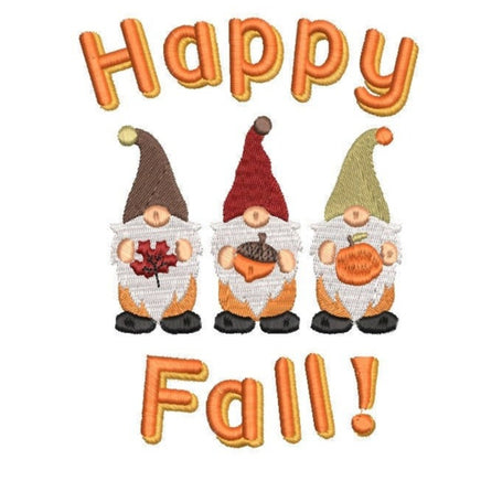 Happy Fall Pumpkin Gnomes Machine Embroidery Design, 2 sizes - sproutembroiderydesigns
