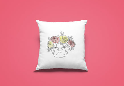 Flower Bulldog Machine Embroidery Design, 2 Sizes, Dog Embroidery Design - sproutembroiderydesigns