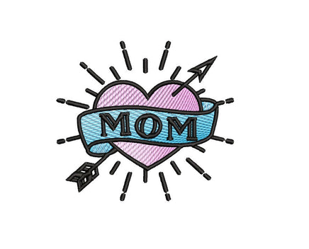 Mom Tattoo Machine Embroidery Design, 2 Sizes, Mother's Day Embroidery design - sproutembroiderydesigns