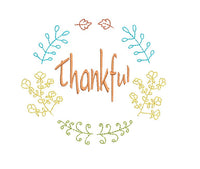 Thanksgiving Thankful Wreath Machine Embroidery Design, 2 sizes - sproutembroiderydesigns