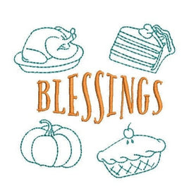 Blessings Machine Embroidery Design, Thanksgiving embroidery design - sproutembroiderydesigns