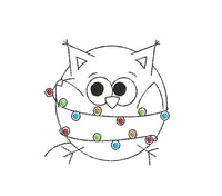 Christmas Light Owl Machine Embroidery Design - sproutembroiderydesigns