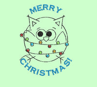 Christmas Light Owl Machine Embroidery Design - sproutembroiderydesigns