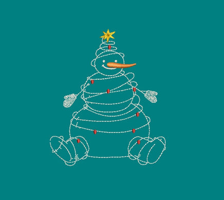 Christmas Lights Snowman Machine Embroidery Design, 2 sizes - sproutembroiderydesigns