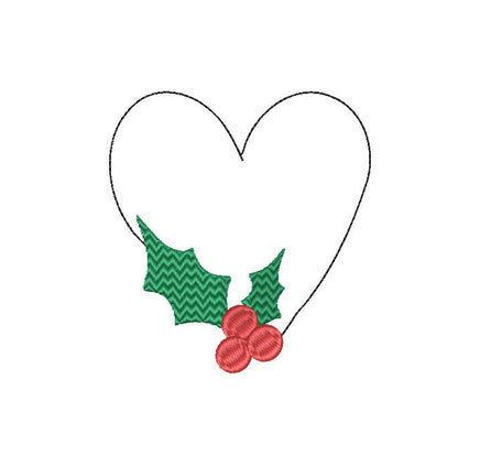 Christmas Heart Wreath Monogram Frame Machine Embroidery Design - sproutembroiderydesigns
