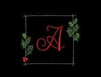 Square Christmas Wreath Monogram Frame Machine Embroidery Design - sproutembroiderydesigns