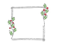 Square Christmas Holly Wreath Monogram Frame Machine Embroidery Design - sproutembroiderydesigns