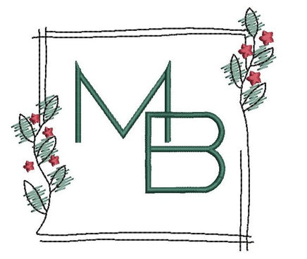 Square Christmas Holly Wreath Monogram Frame Machine Embroidery Design - sproutembroiderydesigns