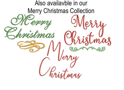 Merry Christmas Machine Embroidery Design, 3 sizes - sproutembroiderydesigns