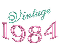 Vintage 1984 Machine Embroidery Design, birthday embroidery design - sproutembroiderydesigns