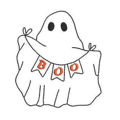 Boo Ghost Machine Embroidery Design, 2 sizes, Halloween Embroidery Design - sproutembroiderydesigns
