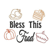 Bless This Food Machine Embroidery Design, Thanksgiving embroidery design - sproutembroiderydesigns
