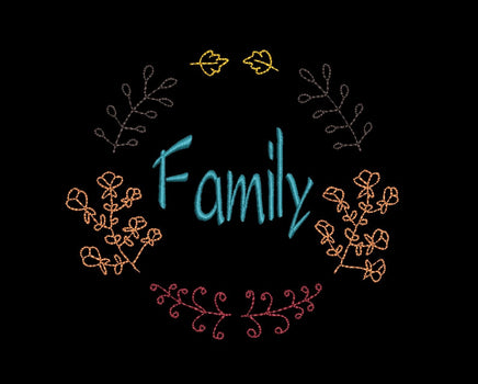 Thanksgiving Family Wreath Machine Embroidery Design - sproutembroiderydesigns