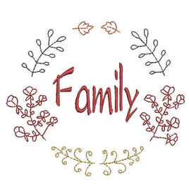 Thanksgiving Family Wreath Machine Embroidery Design, 2 sizes - sproutembroiderydesigns