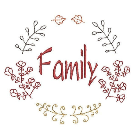 Thanksgiving Family Wreath Machine Embroidery Design - sproutembroiderydesigns