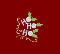Christmas Holly Ho Ho Ho Machine Embroidery Design - sproutembroiderydesigns
