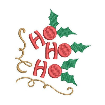 Christmas Holly Ho Ho Ho Machine Embroidery Design - sproutembroiderydesigns