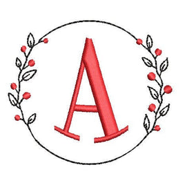 Christmas Wreath Monogram Frame Machine Embroidery Design - sproutembroiderydesigns