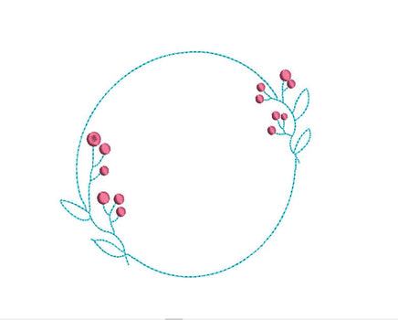 Christmas Berry Wreath Monogram Frame Machine Embroidery Design - sproutembroiderydesigns