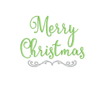 Merry Christmas Machine Embroidery Design, 3 sizes, Christmas phrase - sproutembroiderydesigns